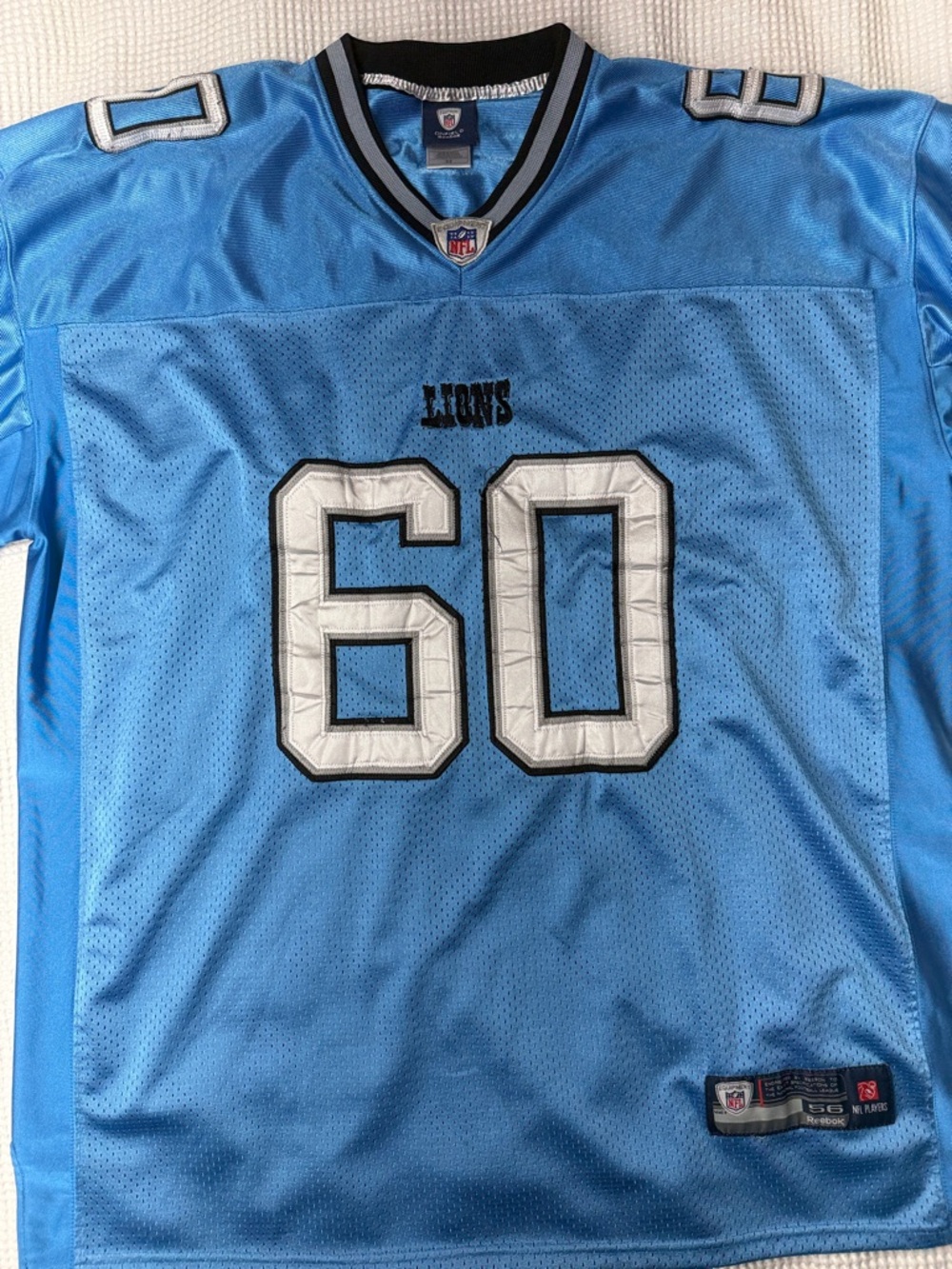 NFL Detroit Lions Blue and White #60 Football Jersey - Size 56